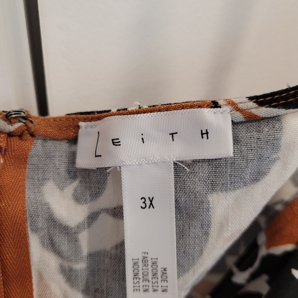 Leith Dress Linen Blend Brown Floral Faux Wrap Sleeveless Back Zip Size … - Picture 10 of 13